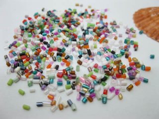 1Pack Bugles Glass Tube Beads Mixed Color