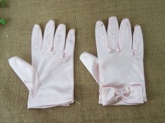 (image for) 10Pairs Pink Short Satin Gloves Bridal Glove Wedding Party Favor