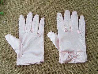 10Pairs Pink Short Satin Gloves Bridal Glove Wedding Party Favor