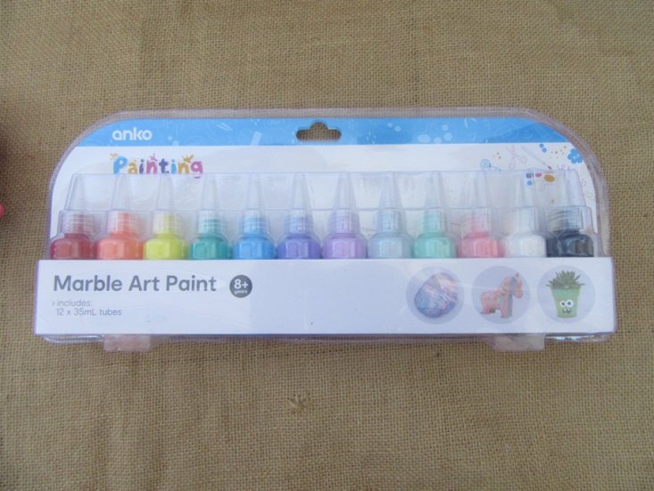 12Pcs Marble Art Paint Kid's Art Crafts Art Supplies 35ml - Click Image to Close