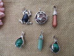 (image for) 6Pcs Fashion Gemstone Beads Chakra Pendants DIY Jewellery Making