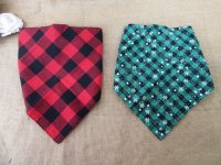 6Pcs Neckerchief Dog Plaid Triangle Scarf Collar Saliva Towel Pe