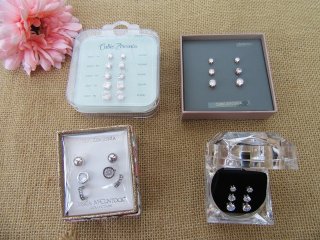 6Packs Crystal Rhinestone Ear Stud Earrings Mixed Jewelry Gift