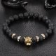 5X New Healing Bead Yoga Bracelet with Golden Leopard Head Beads