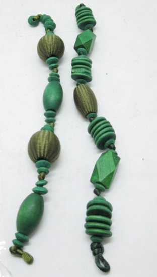 4x12Pcs Green Wooden Beaded Bracelets Bulk - Click Image to Close
