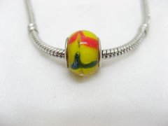 100 Yellow Murano Flower Round Glass European Beads be-g281