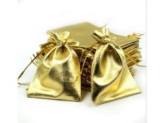 (image for) 100 Golden Drawstring Gift Jewellery Pouches 12x9cm