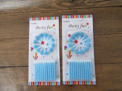 24Sheets Blue Lighting Candles Birthday Cake Candle Party Favor