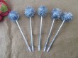(image for) 12Pcs Silver Poms Ball Pens Ball Point Pen Purple Ink Office