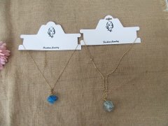 (image for) 6Pcs Irregular Gemstone Stone Pendants Necklace Assorted