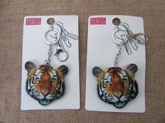 (image for) 12Pcs Animal Tiger Head Shape Keyring Key Ring