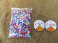 650Pcs Oblong Candy Color Beads w/Clear Strings DIY Fashion Acce