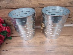 (image for) 4Pcs Hollow Metal Tin Silver Pail Bucket Wedding Favor Home Deco
