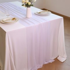 (image for) 1Pc Sheer Charming White Table Runner Wedding Party Decor