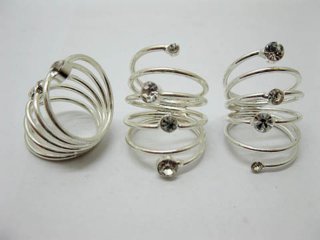 100 Fashion Spiral Ring with Rhinestone 18mm Dia.
