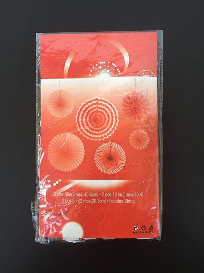 1Set X 6Pcs Red Tissue Paper Fans Decorations Kit Wedding Bridal - Click Image to Close
