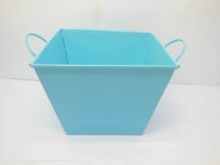 10X Square Tin Bucket with Handles for Wedding Favor - Sky Blue