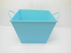 (image for) 10X Square Tin Bucket with Handles for Wedding Favor - Sky Blue