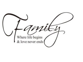 4Pcs FAMILY where life begins & love never ends Wall Stickers
