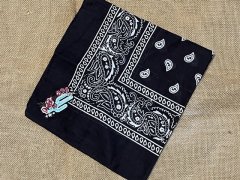 12Pcs Embroidery Black Cotton Face Mask Bandana Kerchief Scarf H 12Pcs Embroidery Black Cotton Face Mask Bandana Kerchief Scarf H