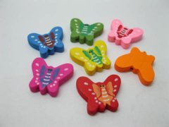 (image for) 300Pcs Wooden Butterfly Beads Mixed Color