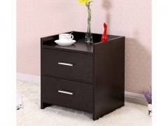 1X New Black Bedside Cabinet - 2 Drawer 45x38x35cm