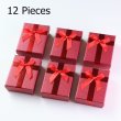 12Pcs Red Ring Necklace Earring Paper Boxes w/Bow 7x9cm Jewelry Gift Box (image for) 12Pcs Red Ring Necklace Earring Paper Boxes w/Bow 7x9cm Jewelry Gift Box