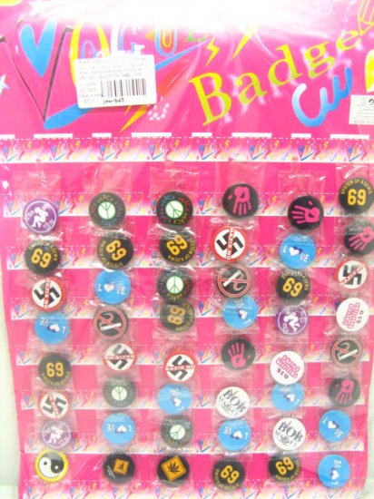 210 X 30mm Assorted Sign Vogue Button Pin Badges - Click Image to Close