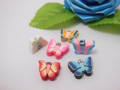 (image for) 100 Polymer Clay Butterfly Spacer Beads 14-16mm