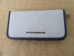 (image for) 1Pc New Fashion Silver & Blue Long Lady Wallet Purse