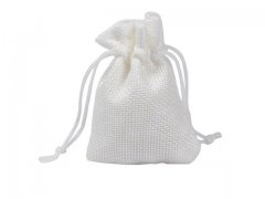 50 White Hemp Drawstring Jewelry Gift Pouches 9x7cm