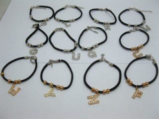4Bag X 12Pcs ABC Letters Bracelets Mixed Color