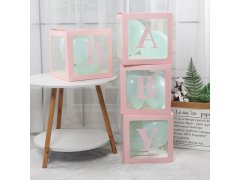 (image for) 1Setx 4Pcs Pink BABY Balloon Clear Box Party Wedding Decoration 