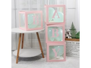 (image for) 1Setx 4Pcs Pink BABY Balloon Clear Box Party Wedding Decoration 