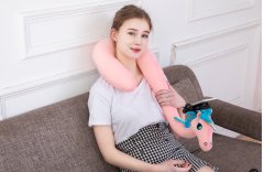 (image for) 1Pc Lazy Unicorn U-Shaped Neck Pillow w/Phone Holder Travel Pill