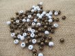 (image for) 250G White Brown Round Wooden Spacer Beads DIY Jewellery Crafts 