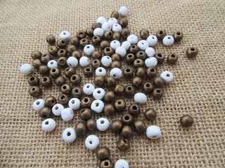 250G White Brown Round Wooden Spacer Beads DIY Jewellery Crafts
