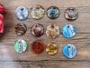 12Pcs Golden Silver Foil Round Glass Pendant Charms Mixed
