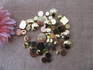 250g Golden Flatback Acrylic Gemstones Rhinestones Assorted