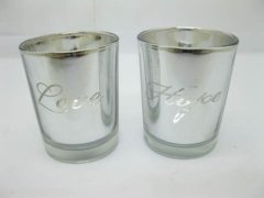 (image for) 144 Silver Glass Tea Light Holder Wedding Favor Words On