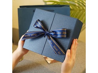 1Pc Blue Double Door Gift Boxes Bowknot Ribbon 20.5x18x8cm (image for) 1Pc Blue Double Door Gift Boxes Bowknot Ribbon 20.5x18x8cm