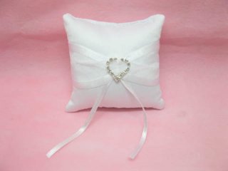 1Pcs White Wedding Ring Pillow 10x10cm with Heart Buckle Wholesa