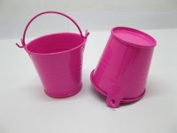 12 Fushia Mini Tin Pail Bucket Wedding Favor 6x5x4cm