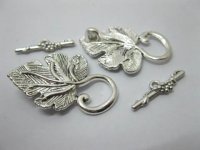 50 Sets European Flower Bali Toggle Clasp Jewelry Finding