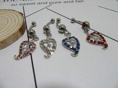 12Pcs Leaf Shape Rhinestone Body Belly Stud Piercing Jewellery