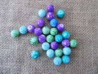 200Pcs Handmade Paint Round Glass Beads 12mm Dia. Assorted