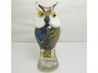 1X Handmade Art Glass Owl Figurine Ornament 16cm High