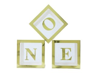 1Setx 3Pcs Golden One Balloon Clear Box Baby Shower Birthday