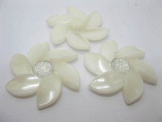 20Pcs Pearl White Flower Hairclip Jewelry Finding Beads 6cm