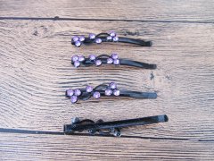 1Pc Metal Black Hair Clips with Purple Rhinestone 1Pc Metal Black Hair Clips with Purple Rhinestone